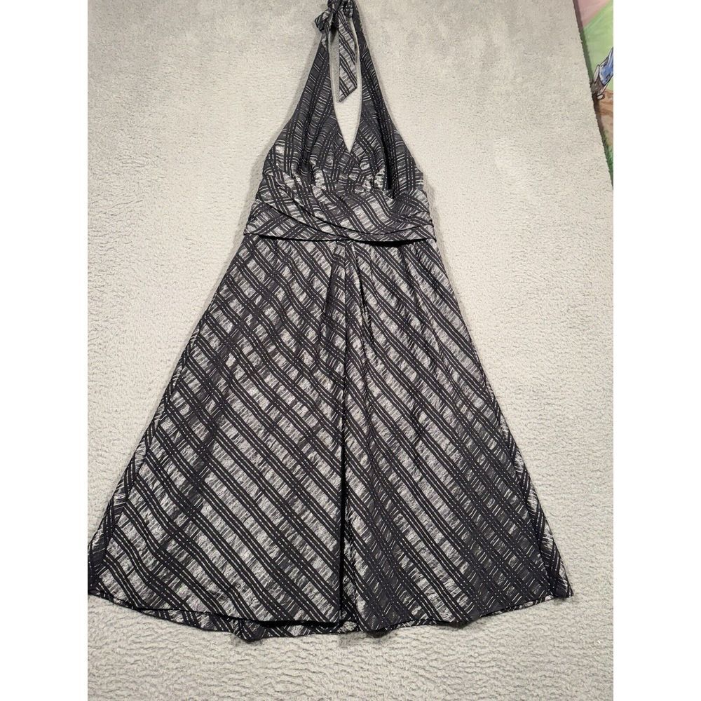 Donno Ricco‎ New York Halter Dress Black Silver Formal Lined Size 8 Party Plaid